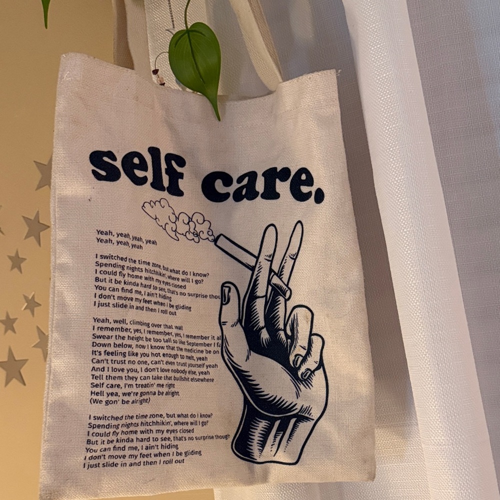 Mac Miller Self Care song lyrics tote bag